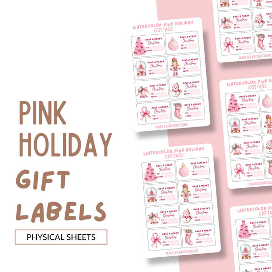 Pink Holiday Christmas Gift Labels