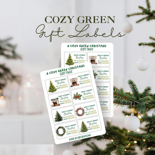 Cozy Green Christmas Gift Labels